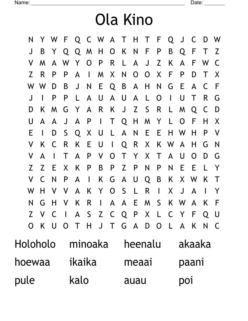Ola Kino Word Search