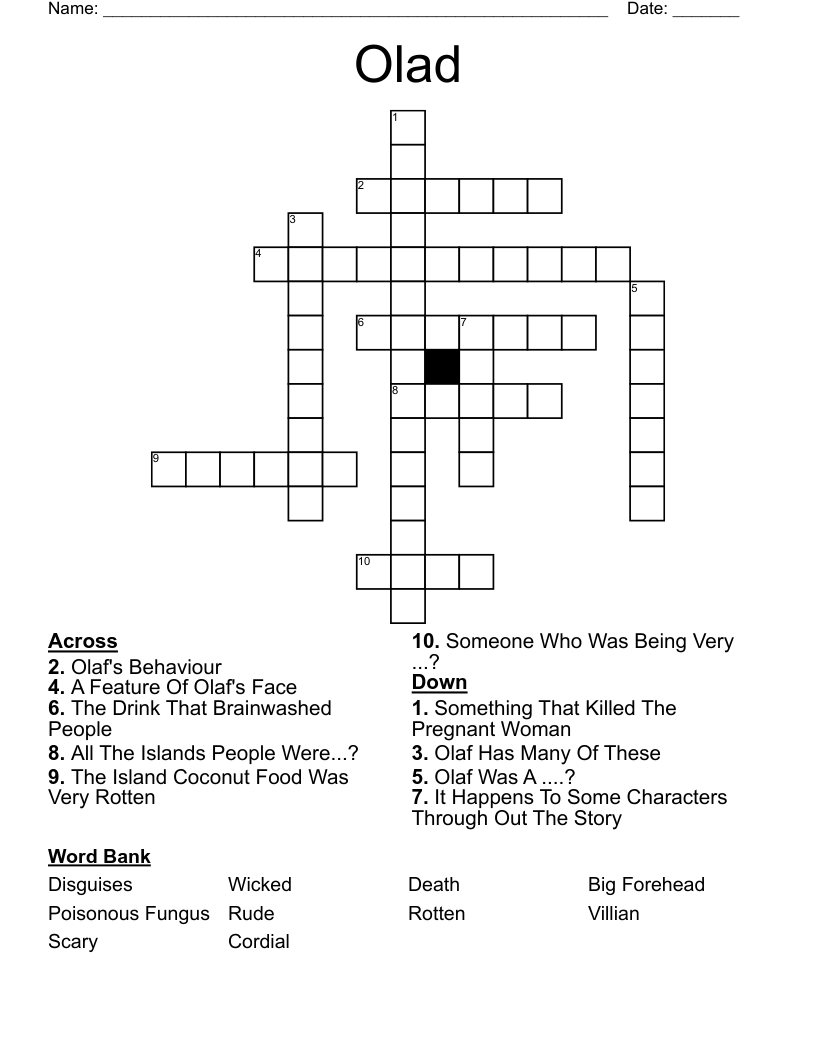 Olad Crossword