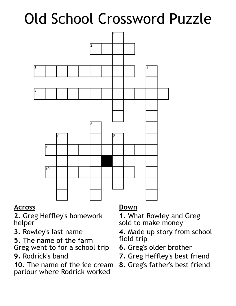 Old School Crossword Puzzle
