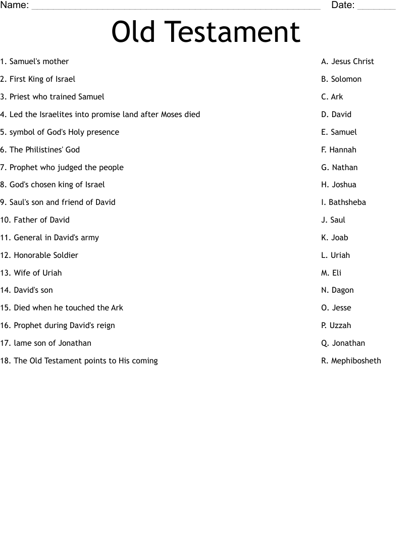 Old Testament Worksheet