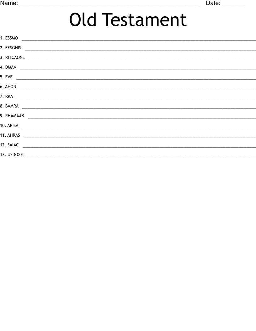 Old Testament Word Scramble