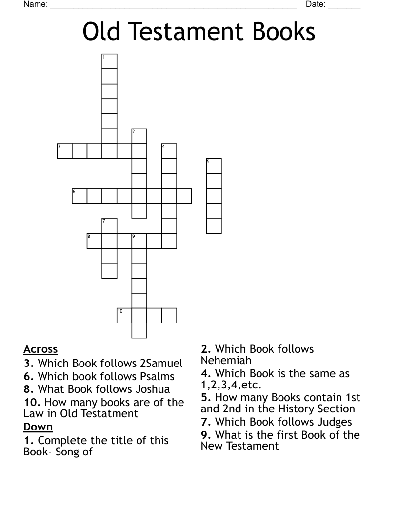 Old Testament Books Crossword