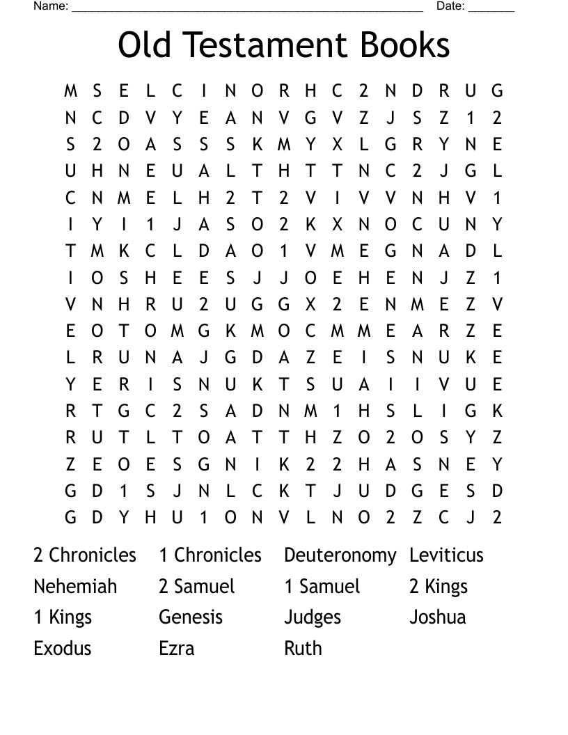 Old Testament Books Word Search