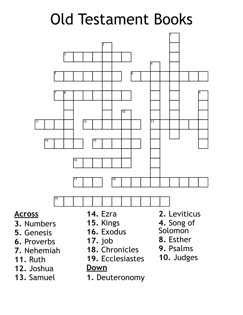 Old Testament Books Crossword