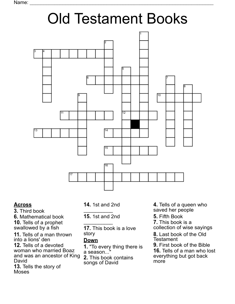 Old Testament Books Crossword