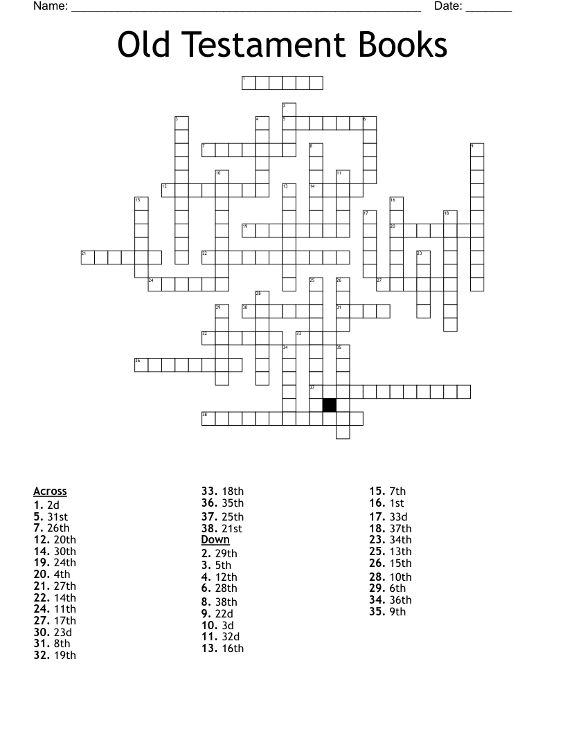 Old Testament Books  Crossword