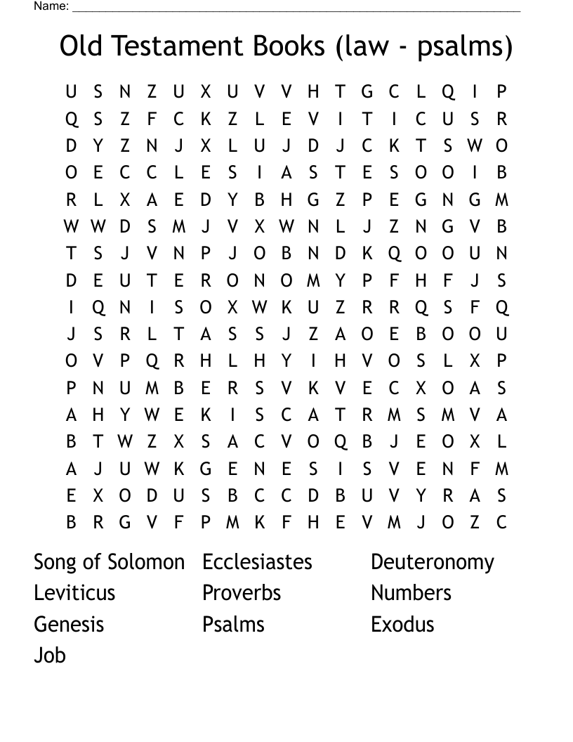 Old Testament Books (law - psalms) Word Search