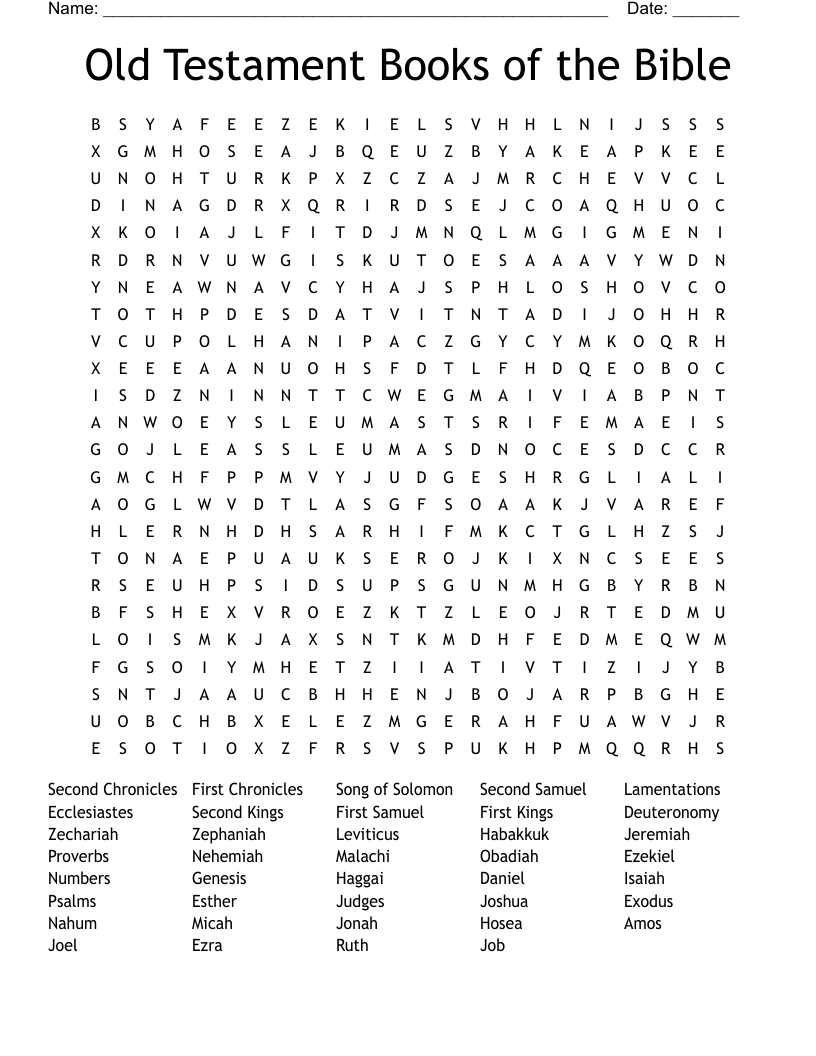 Old Testament Books of the Bible Word Search