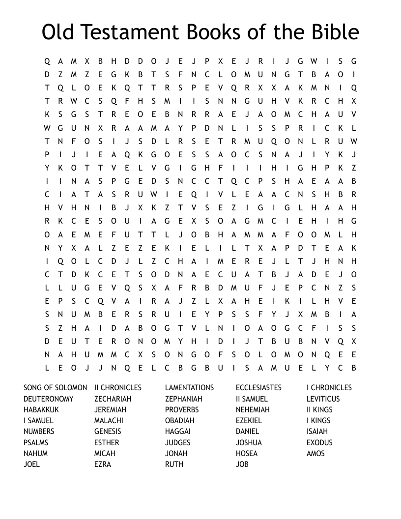 Old Testament Books of the Bible Word Search