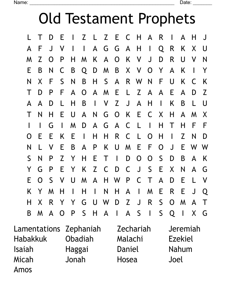 Old Testament Prophets Word Search