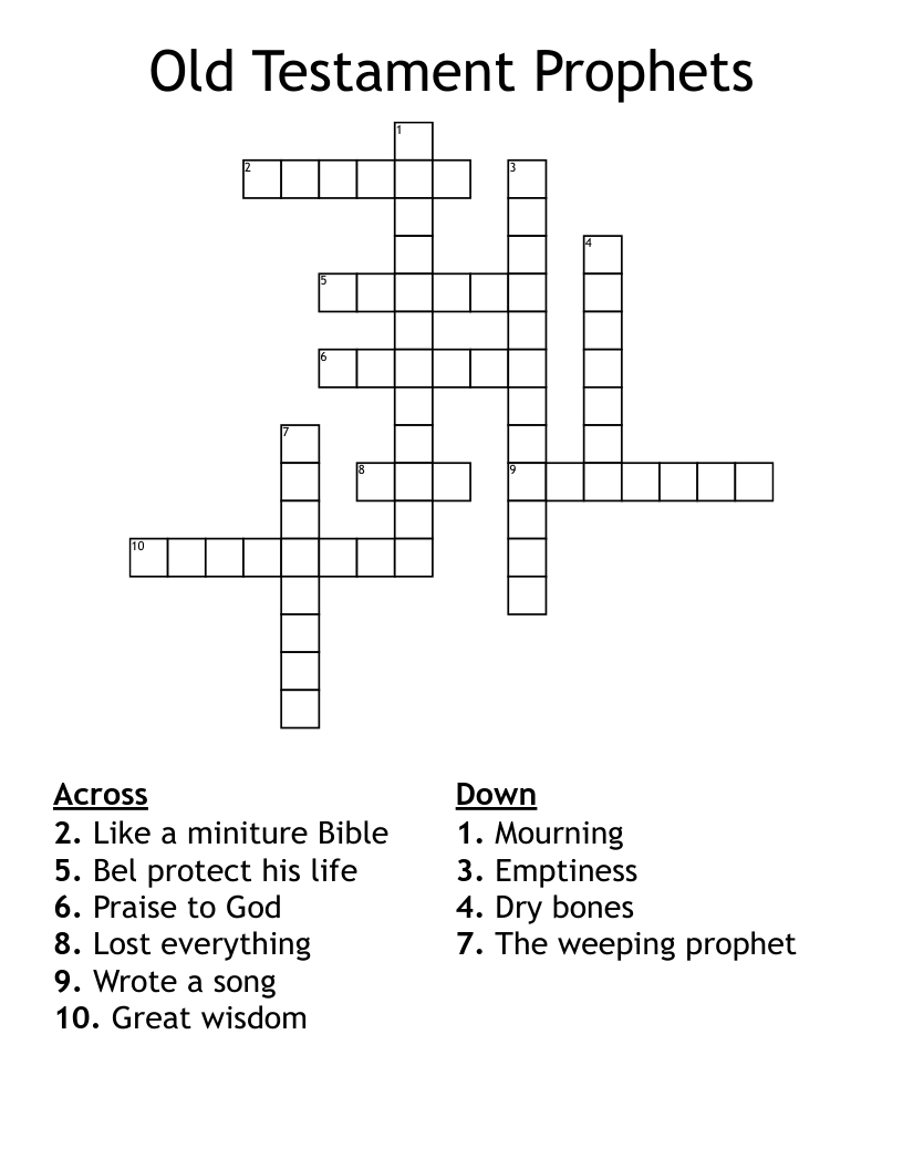 Old Testament Prophets Crossword