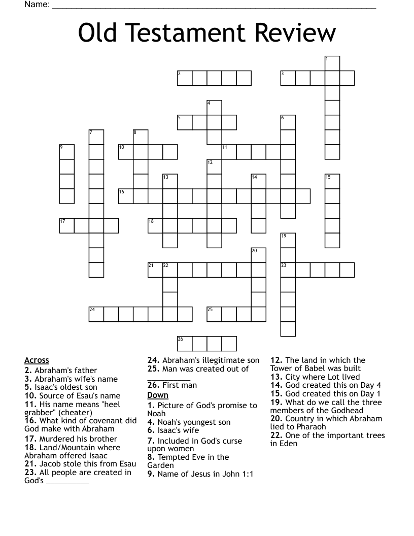 Old Testament Review Crossword