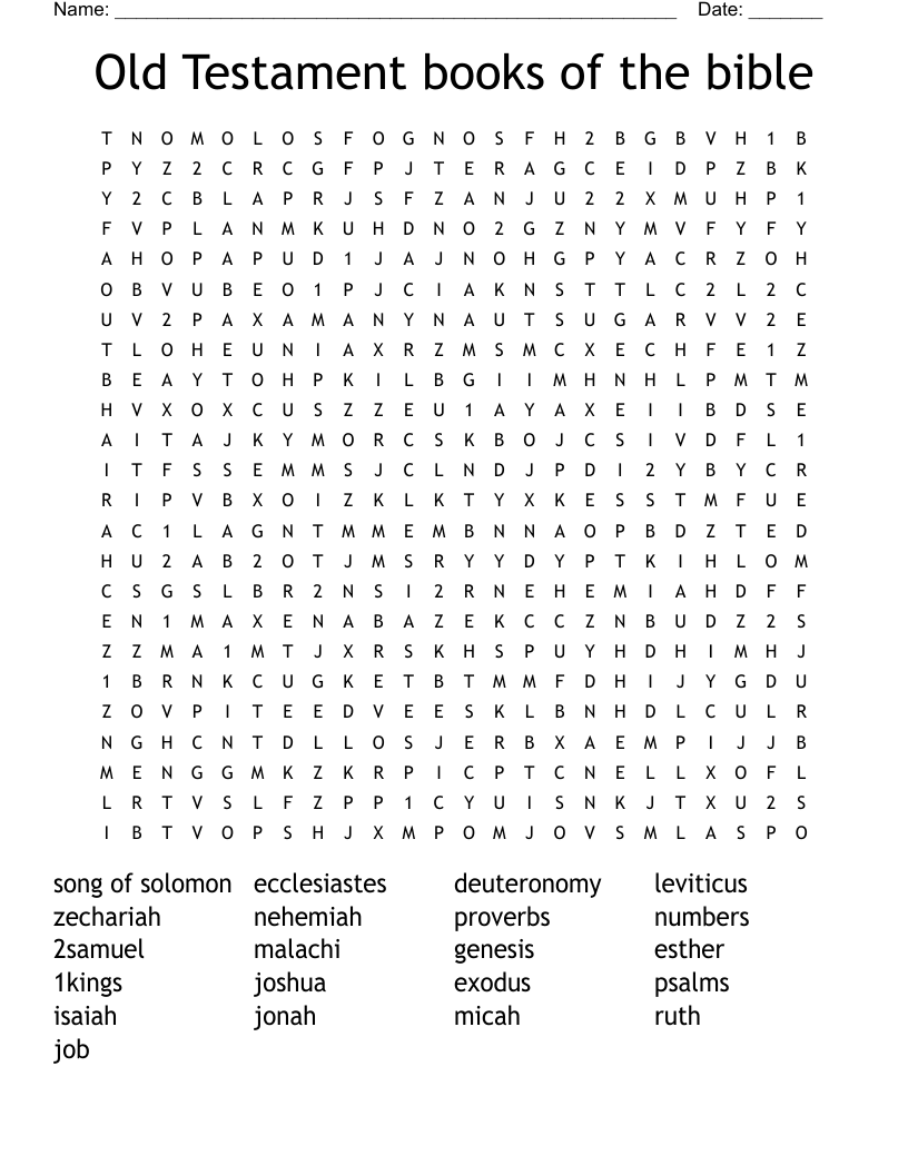 Old Testament books of the bible Word Search