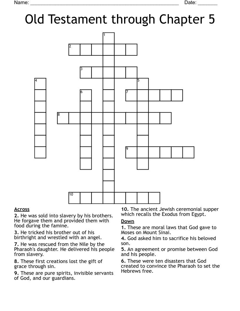 Old Testament through Chapter 5 Crossword