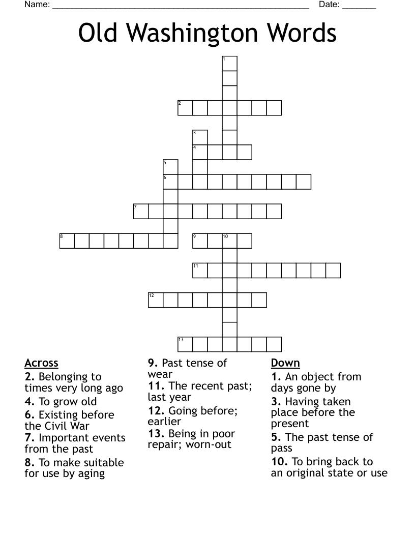 Old Washington Words Crossword