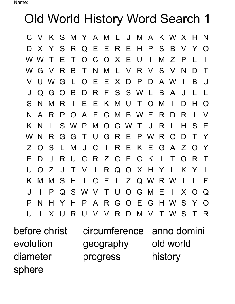 Old World History Word Search 1