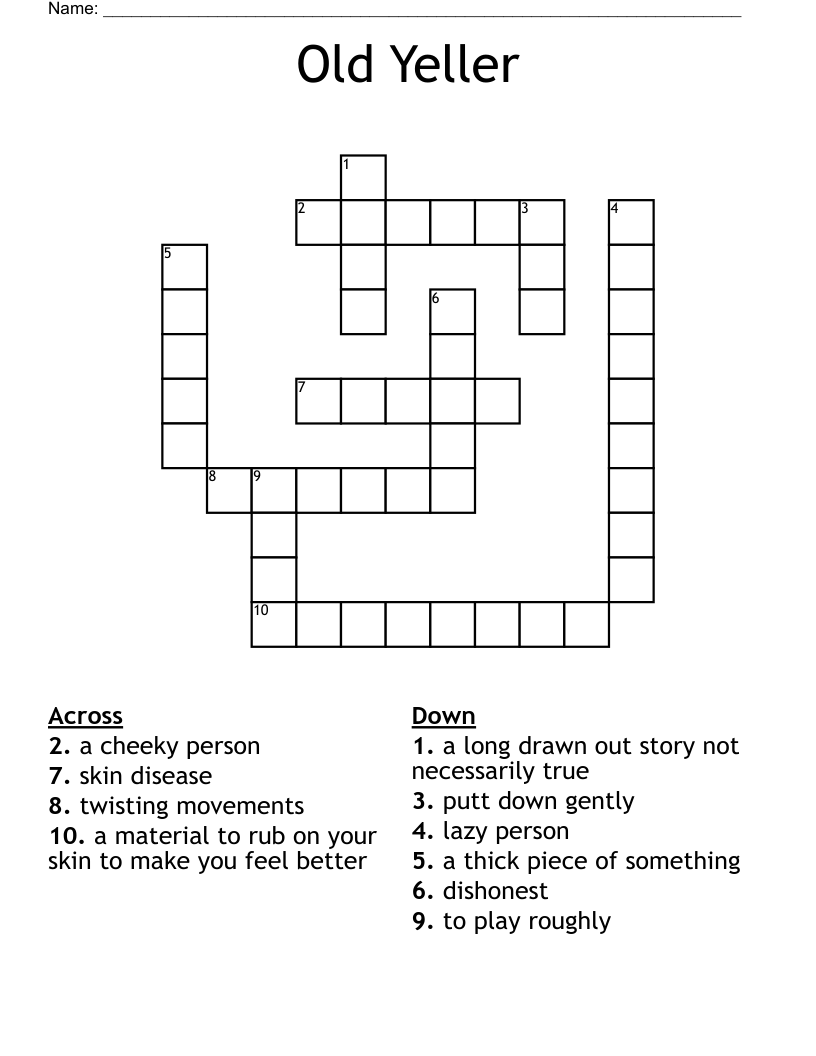 Old Yeller Crossword