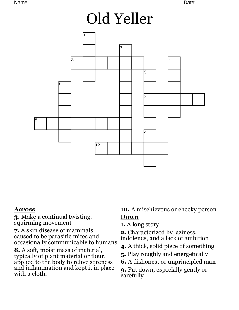 Old Yeller Crossword