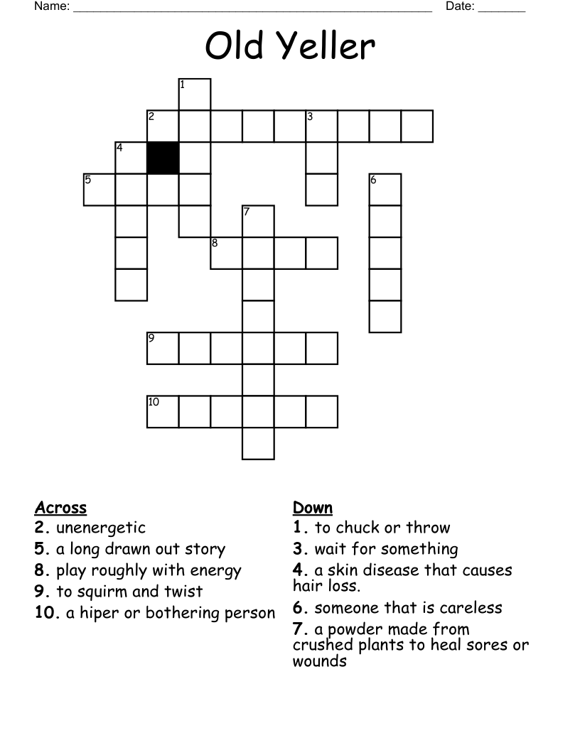 Old Yeller Crossword
