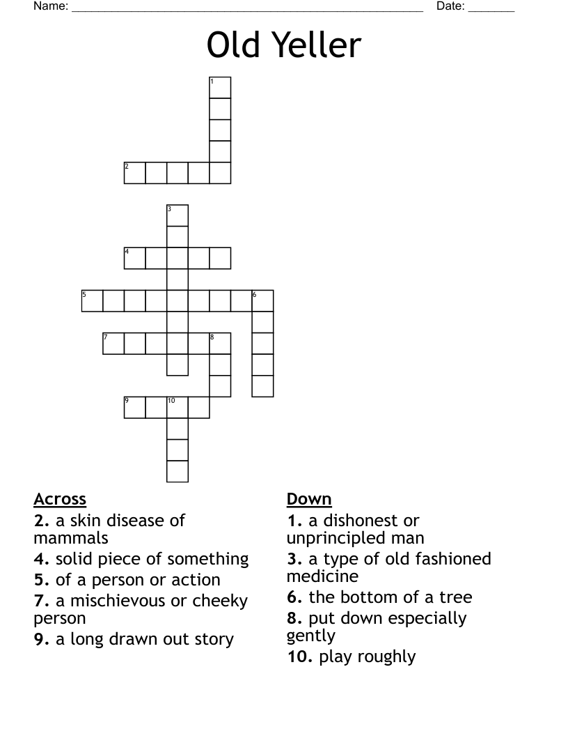 Old Yeller Crossword