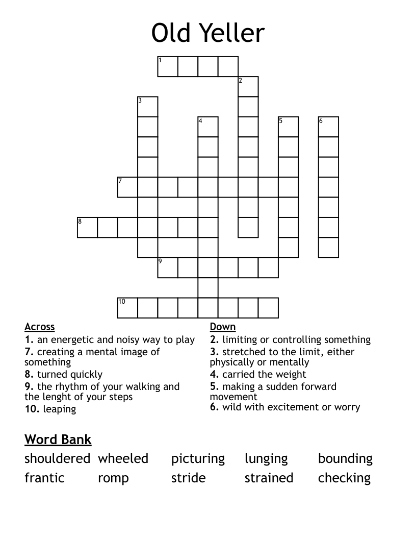 Old Yeller Crossword