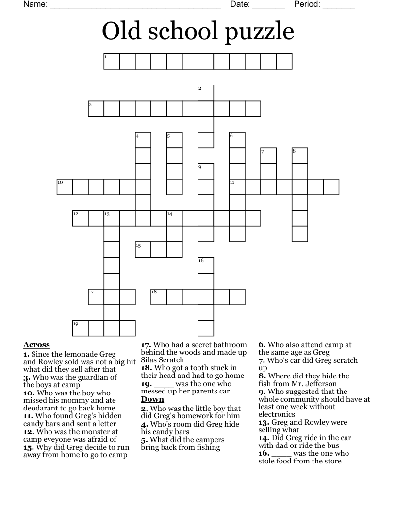 Old school puzzle Crossword
