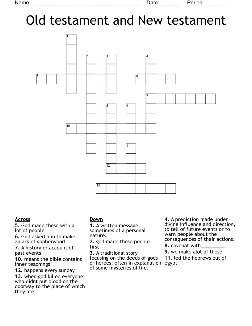Old testament and New testament Crossword