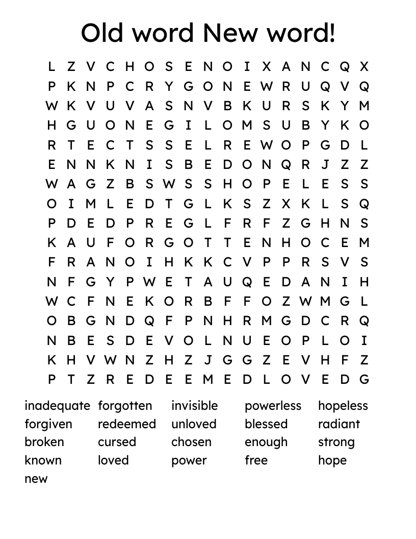 Old word New word! Word Search