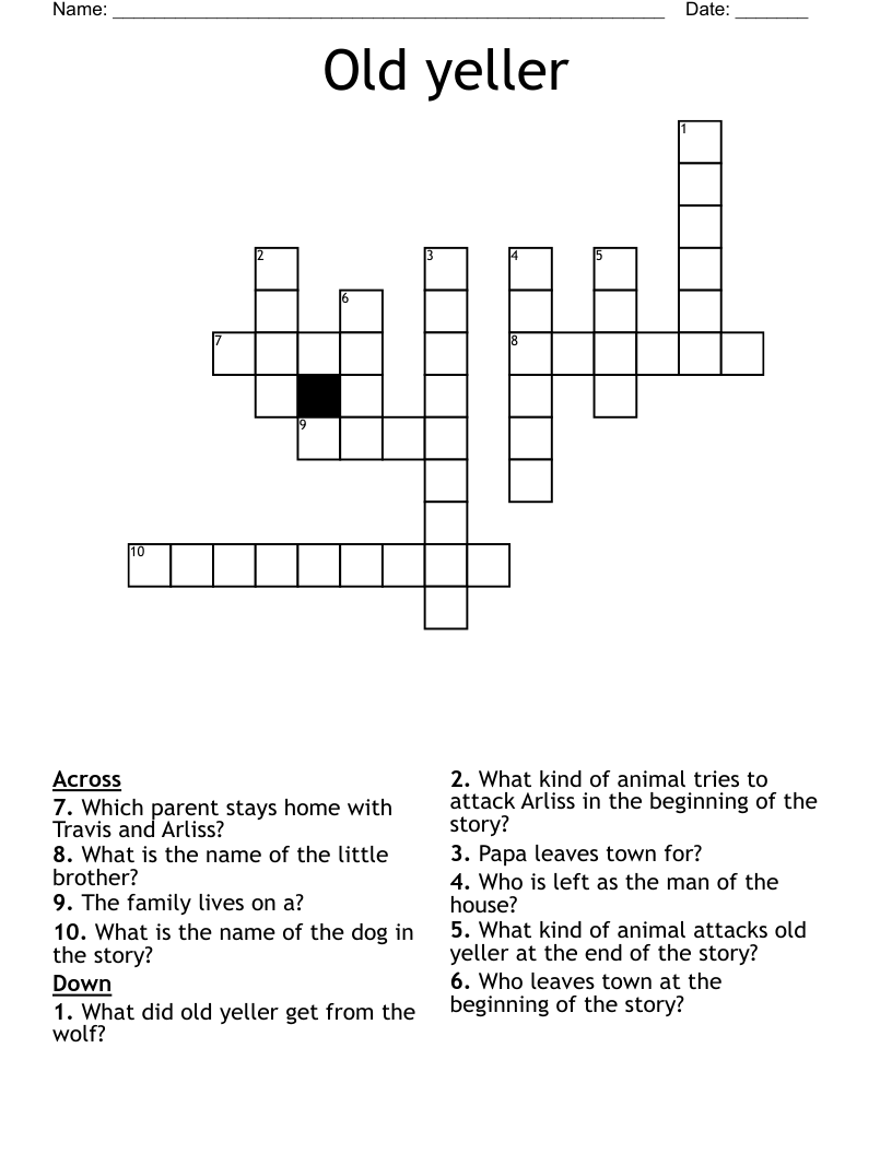 Old yeller Crossword