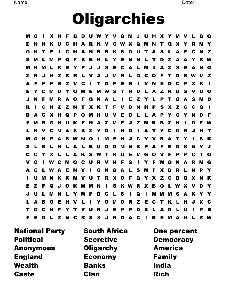 Oligarchies Word Search