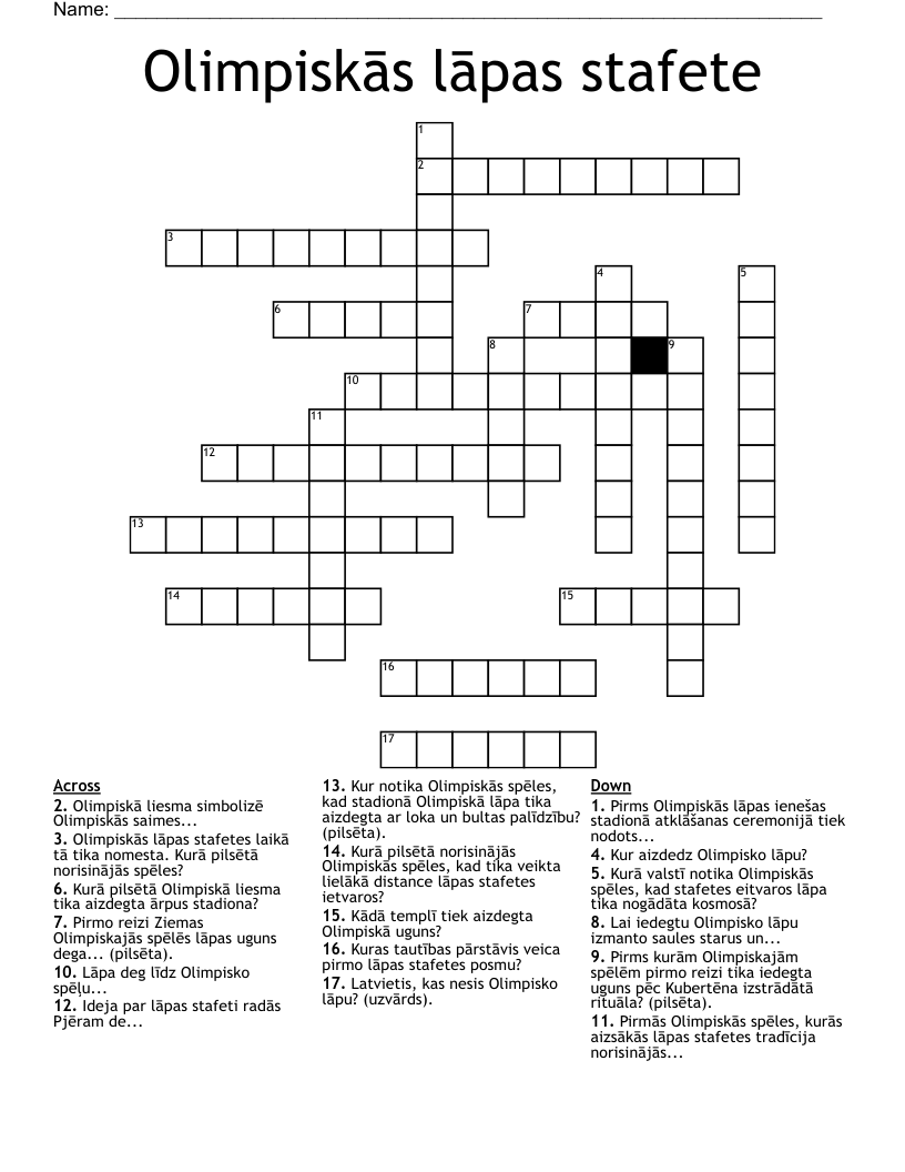 Olimpiskās lāpas stafete Crossword