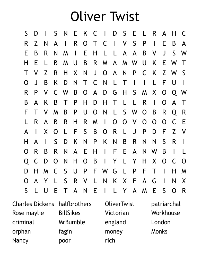 Oliver Twist Word Search