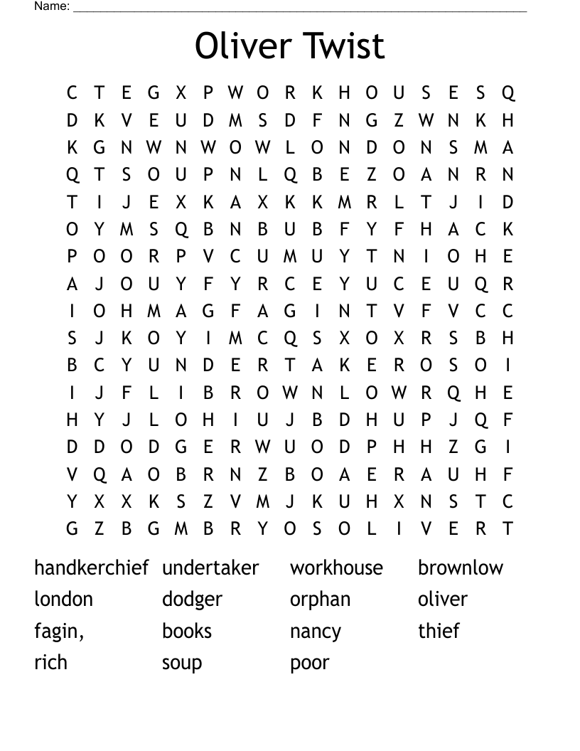 Oliver Twist Word Search
