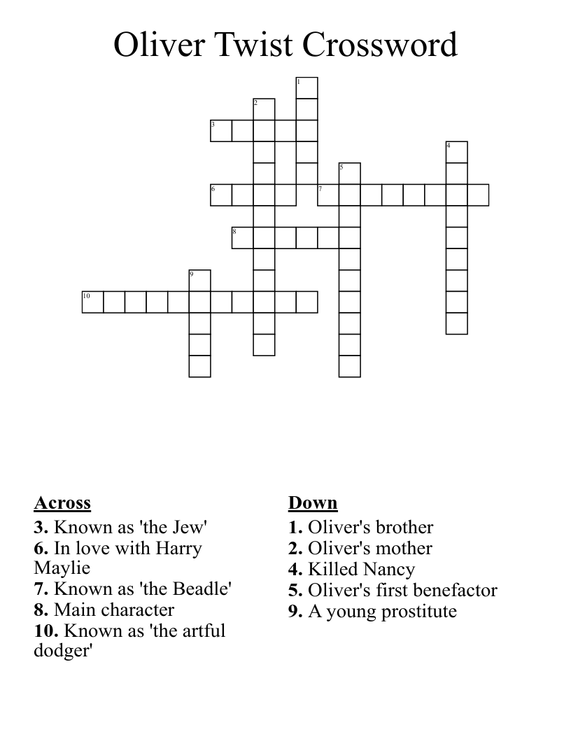 Oliver Twist Crossword