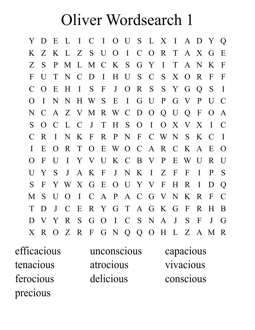 Oliver Wordsearch 1