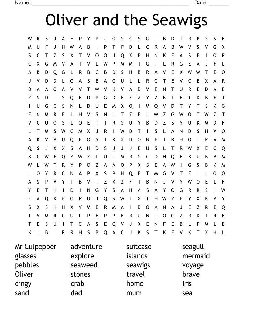 Oliver and the Seawigs Word Search