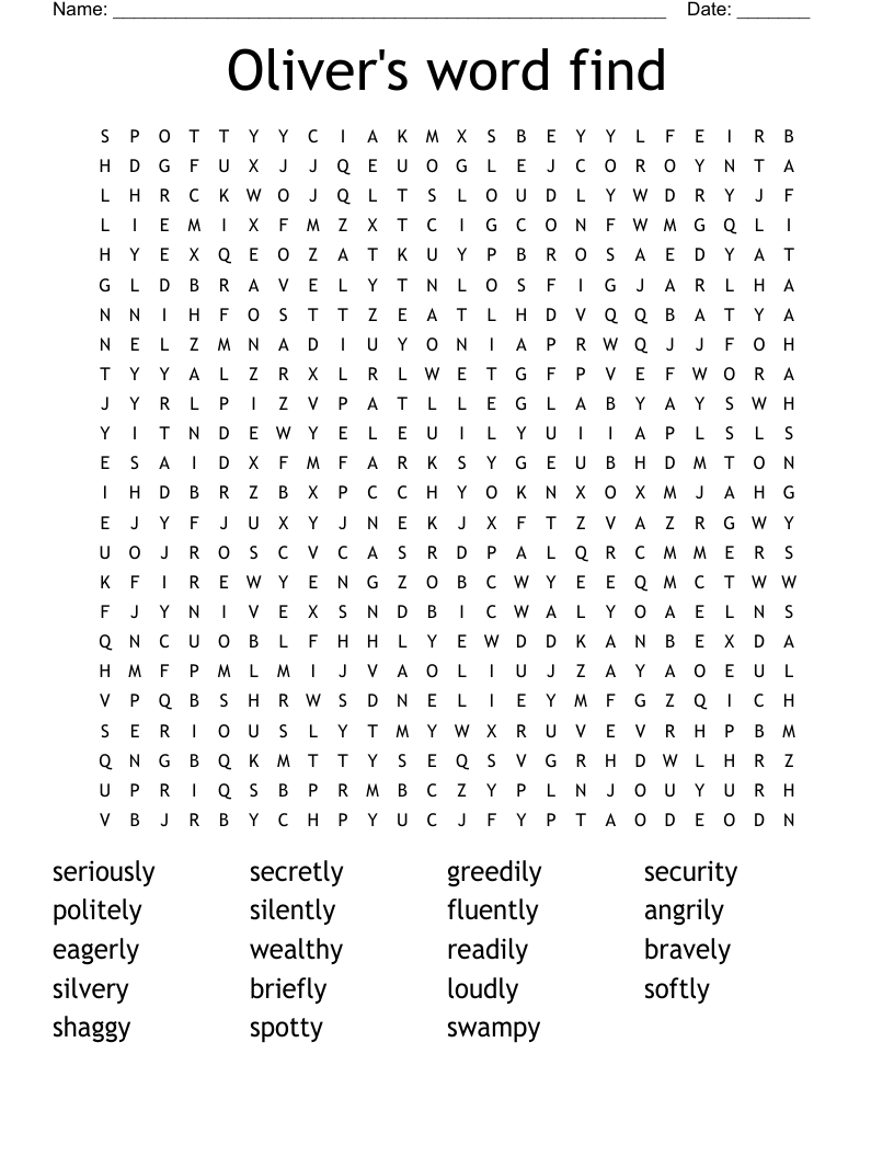 Oliver's word find Word Search