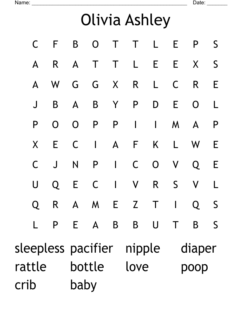 Olivia Ashley Word Search