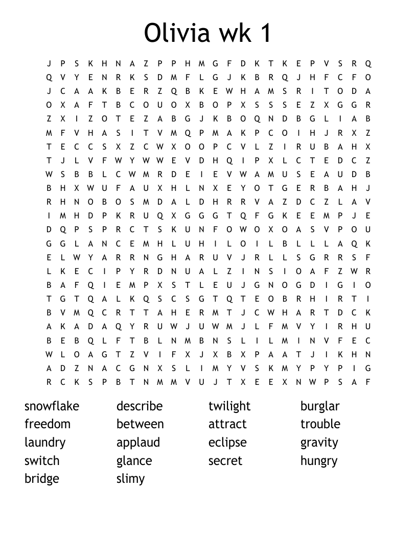 Olivia wk 1 Word Search
