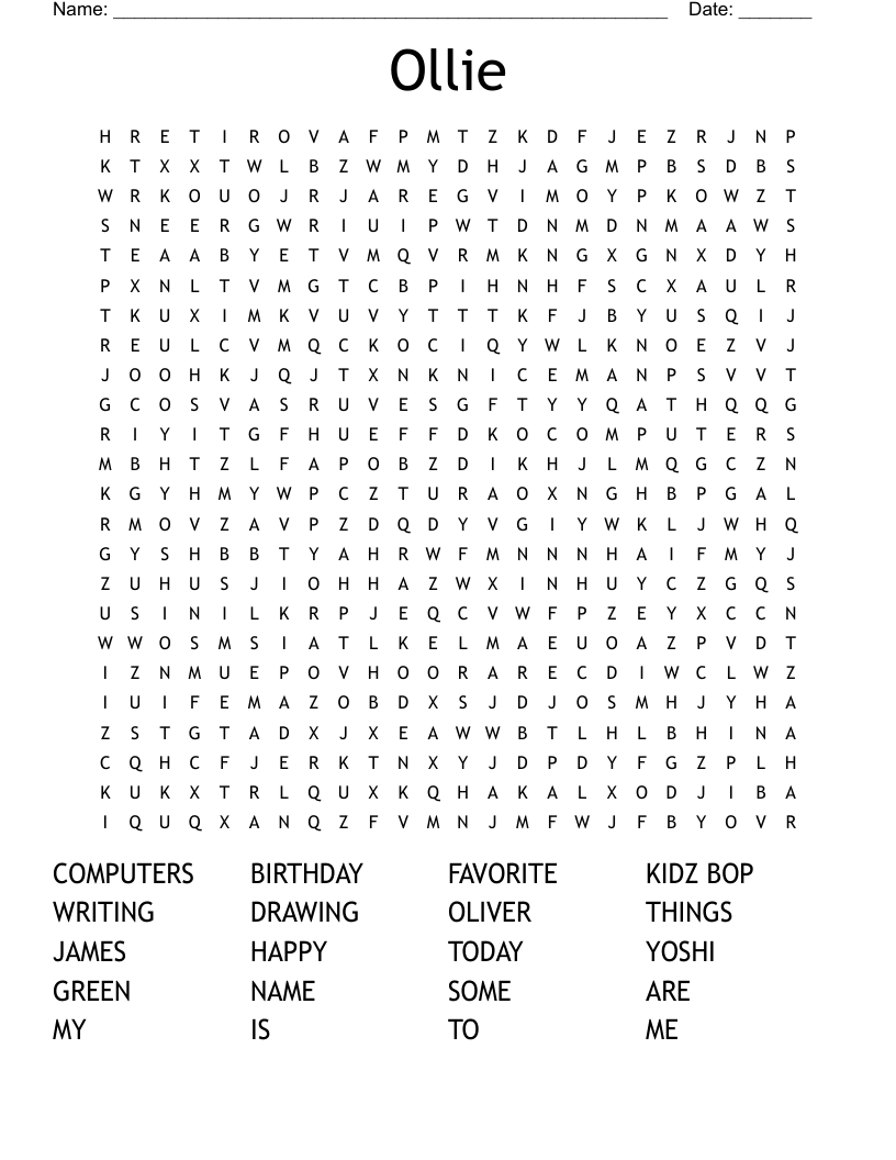Ollie Word Search