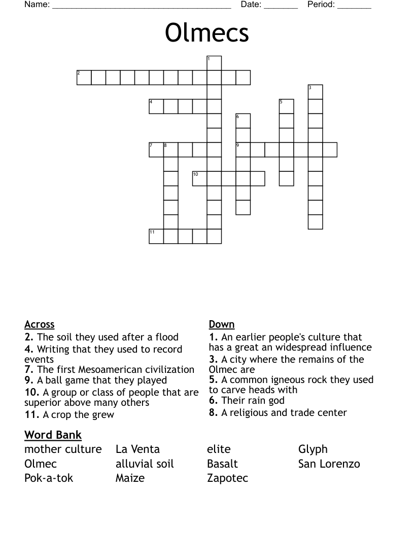 Olmecs Crossword