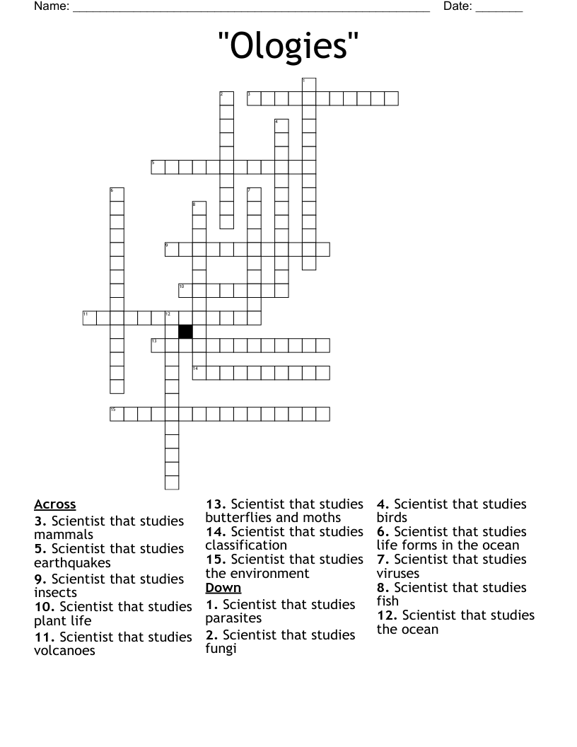 "Ologies" Crossword