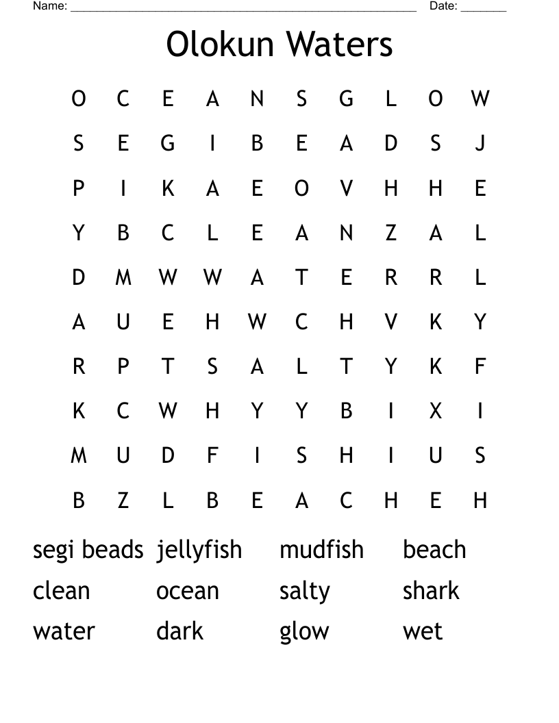 Olokun Waters Word Search