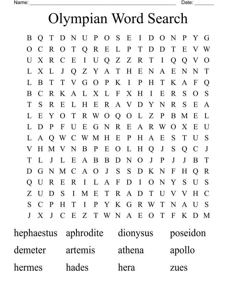 Olympian Word Search