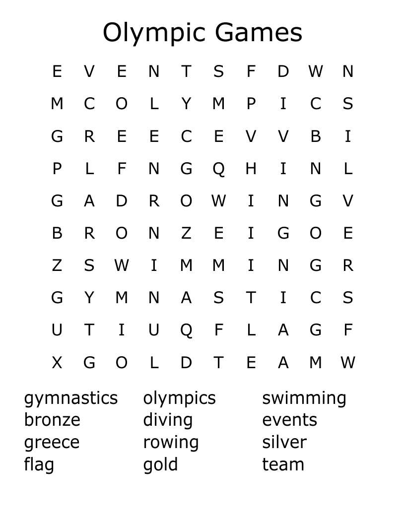 Olympic Games Word Search
