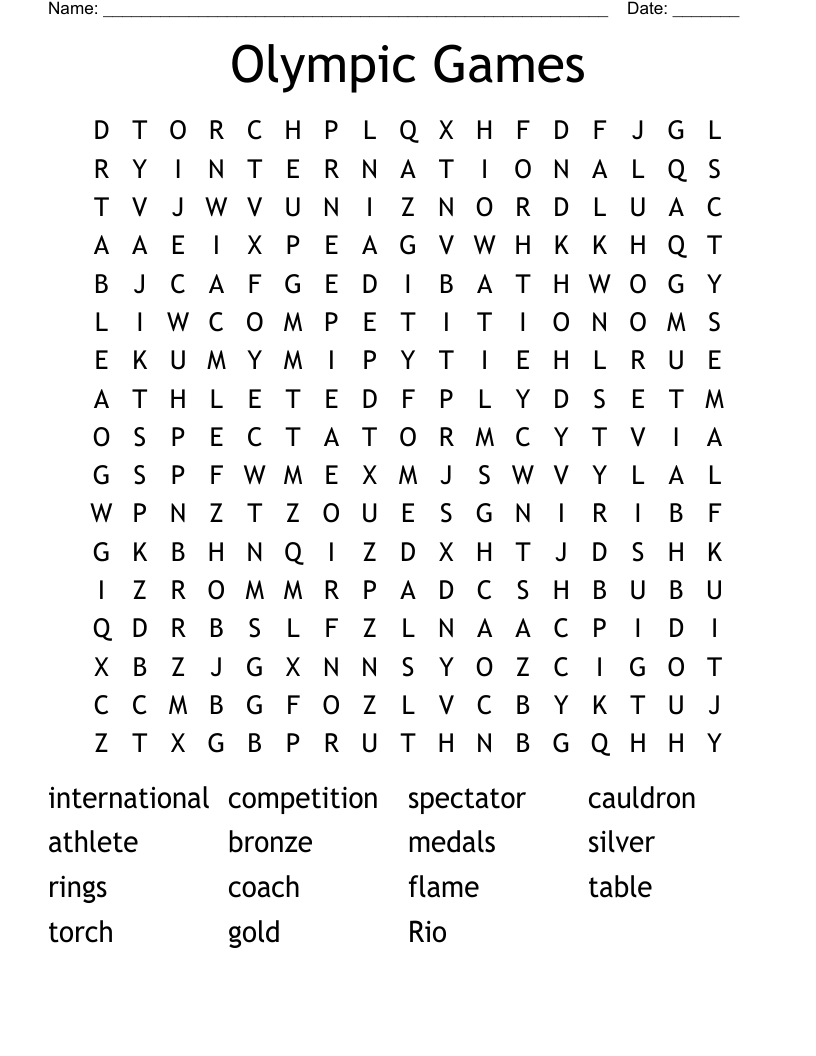 Olympic Games Word Search