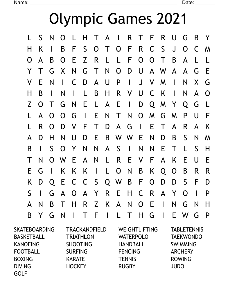 Olympic Games 2021 Word Search