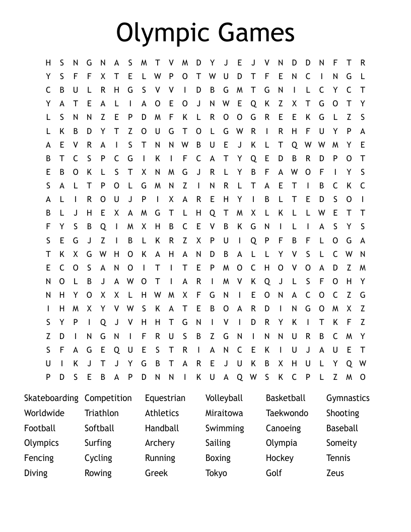 Olympic Games Word Search
