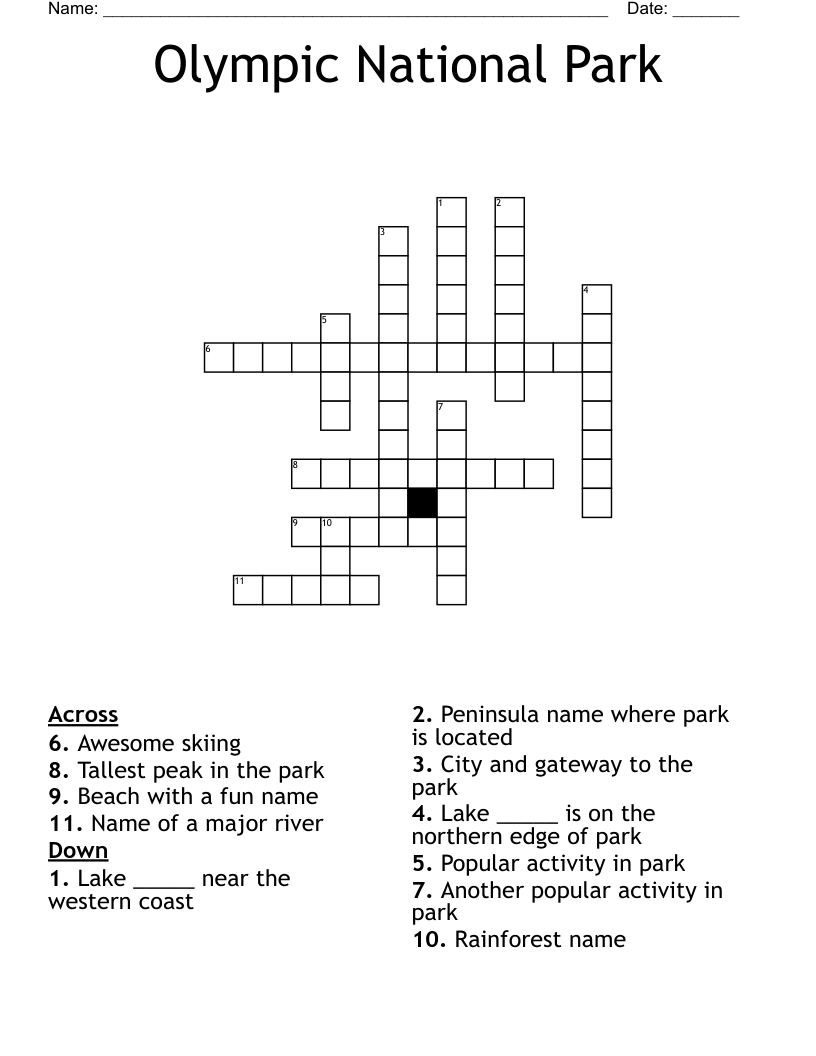 Olympic National Park Crossword