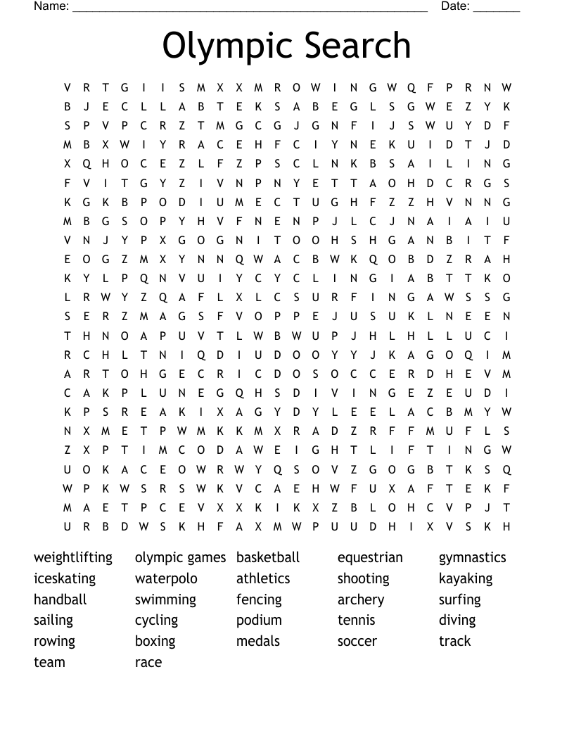 Olympic Search Word Search